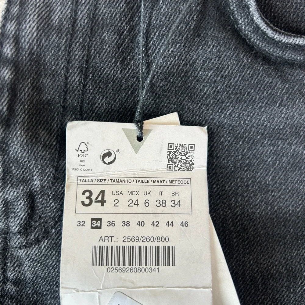 Zara Womens The‎ Skinny Jean With Split Hem Black/Gray Wash Size 2